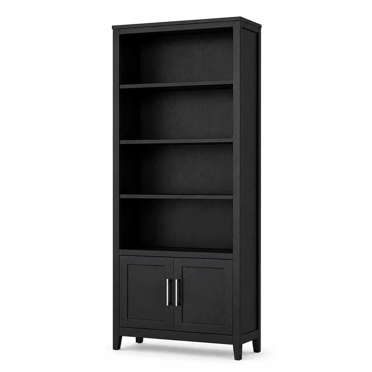 Regał drewniany czarny z 5 półkami 180 cm-ardessaliving