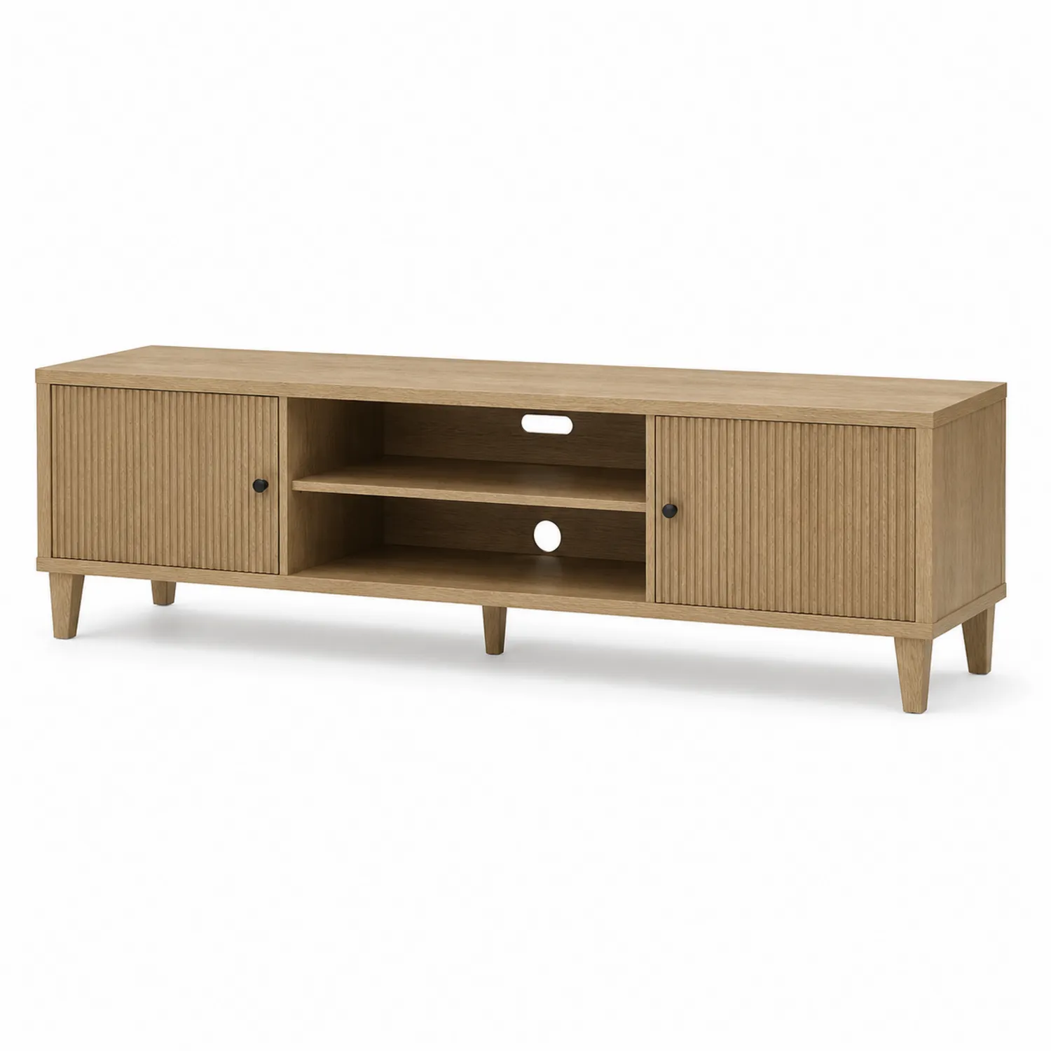 Szafka RTV z drewna dębowego z drzwiami i półkami 180x40x50 cm-ardessaliving