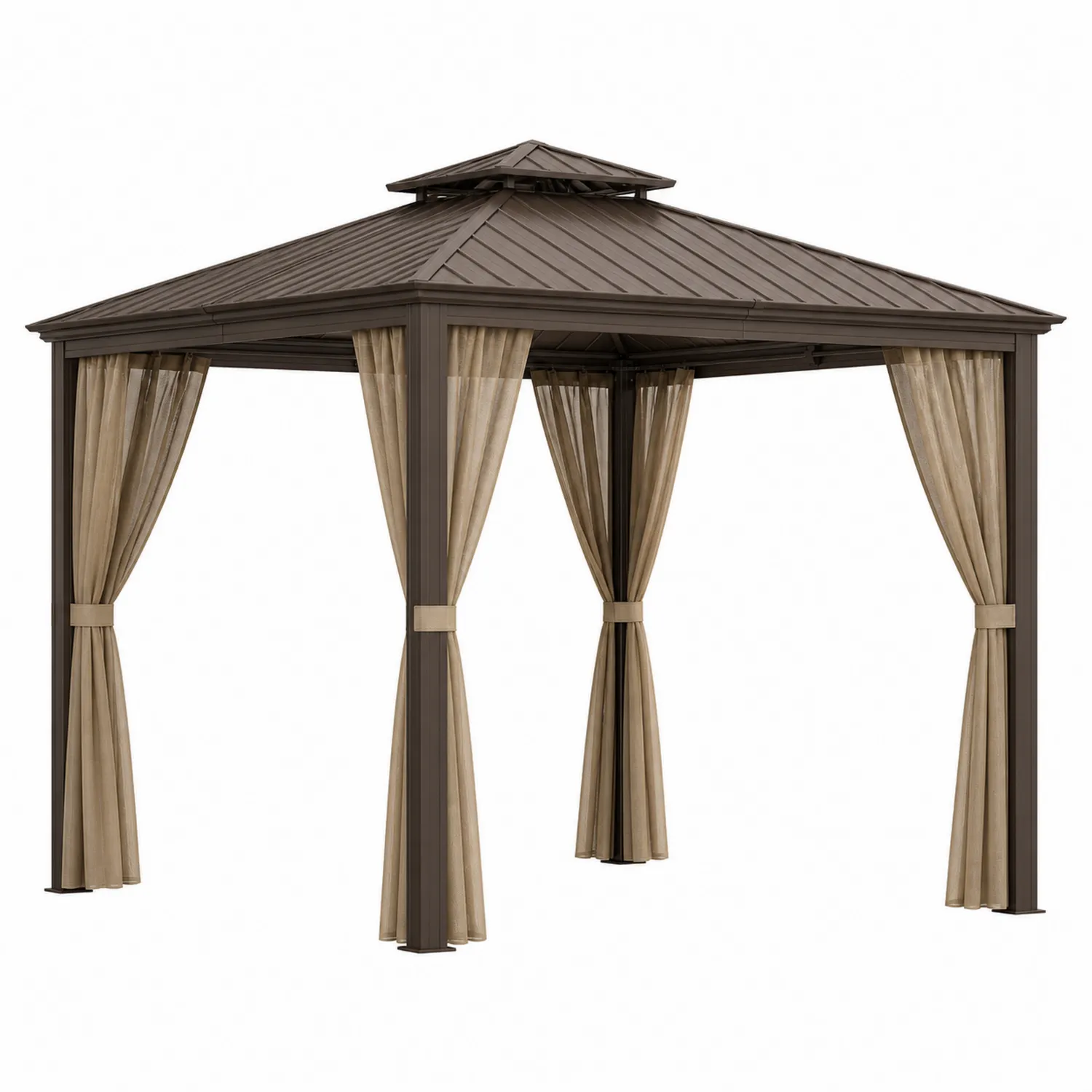 Altana z Aluminium i Poliesteru 300x400 cm Brązowa-ardessaliving