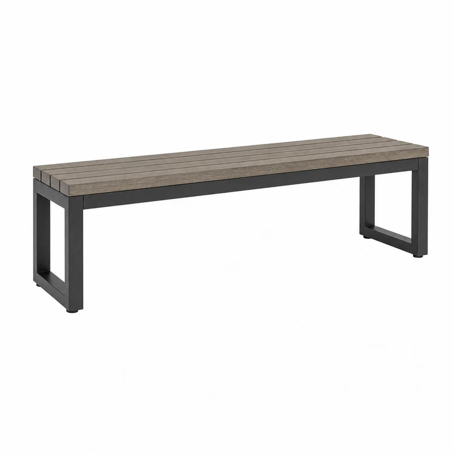 Ławka ogrodowa drewniana i metalowa 180x33x45 cm Szara/Czarna-ardessaliving