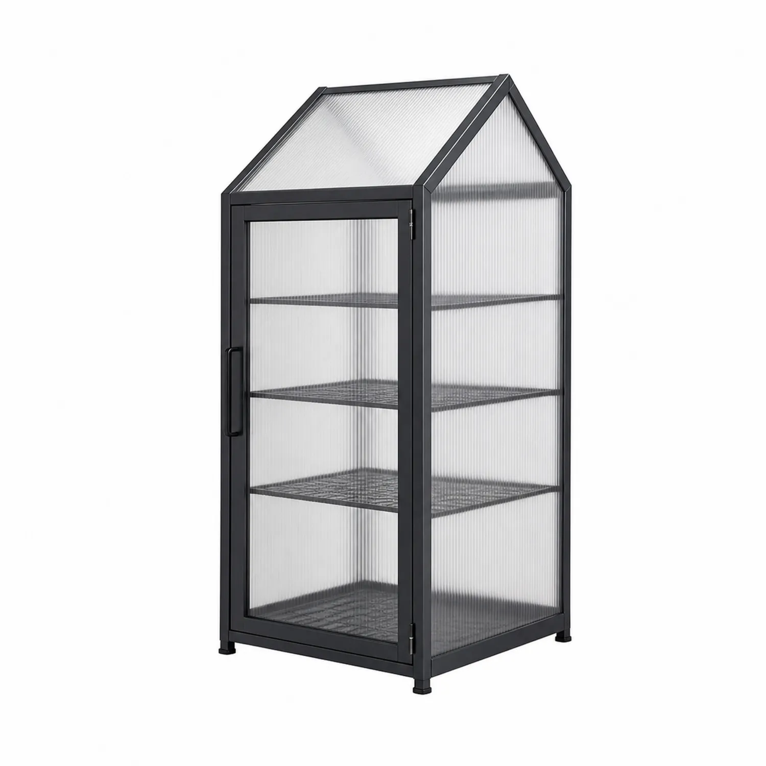 Szklarnia ogrodowa czarna metalowa 4 półki poliwęglan 131x60x40 cm-ardessaliving