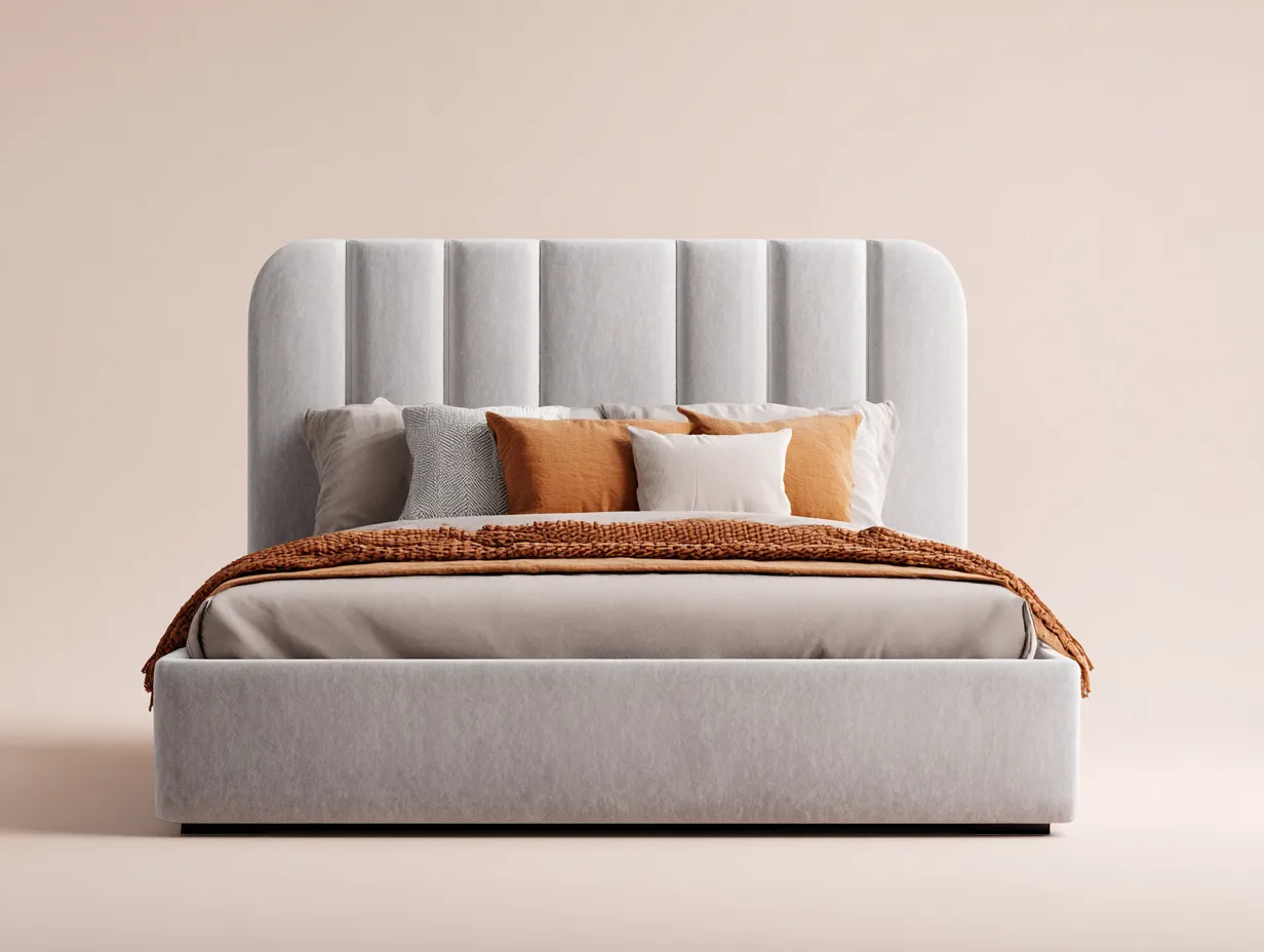 Letto matrimoniale - tessuto-legno-metallo - 215x179x109 cm - beige - stile moderno-Sofamylab