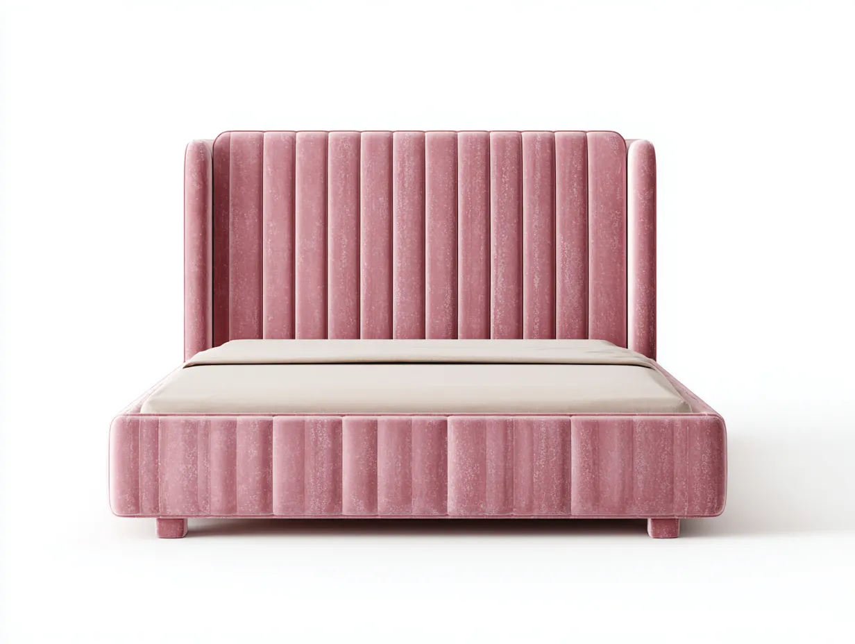 Letto matrimoniale - tessuto-legno - 211x176x113 cm - rosa - stile moderno-Sofamylab