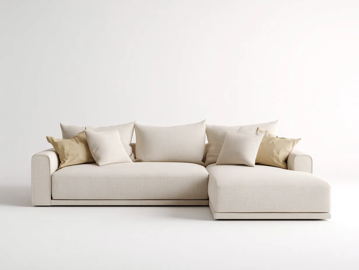 Divano angolare - tessuto lino-metallo - 284x170x69 cm - beige chiaro - stile moderno-Sofamylab