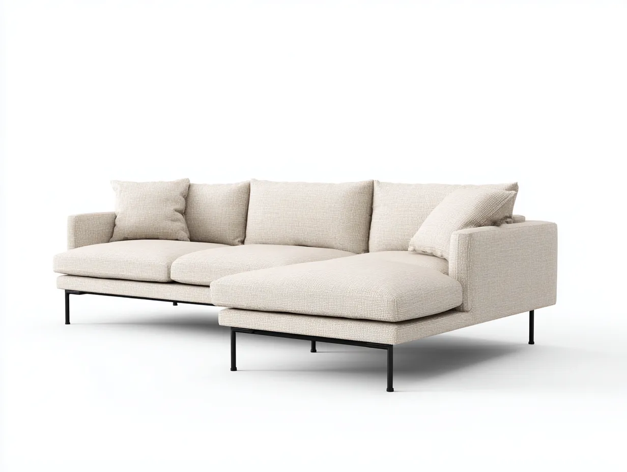 Divano angolare - tessuto lino-metallo - 272x165x74 cm - beige chiaro - stile moderno-Sofamylab