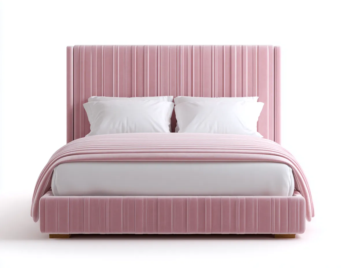Letto matrimoniale - tessuto-legno - 210x175x118 cm - rosa - stile moderno-Sofamylab