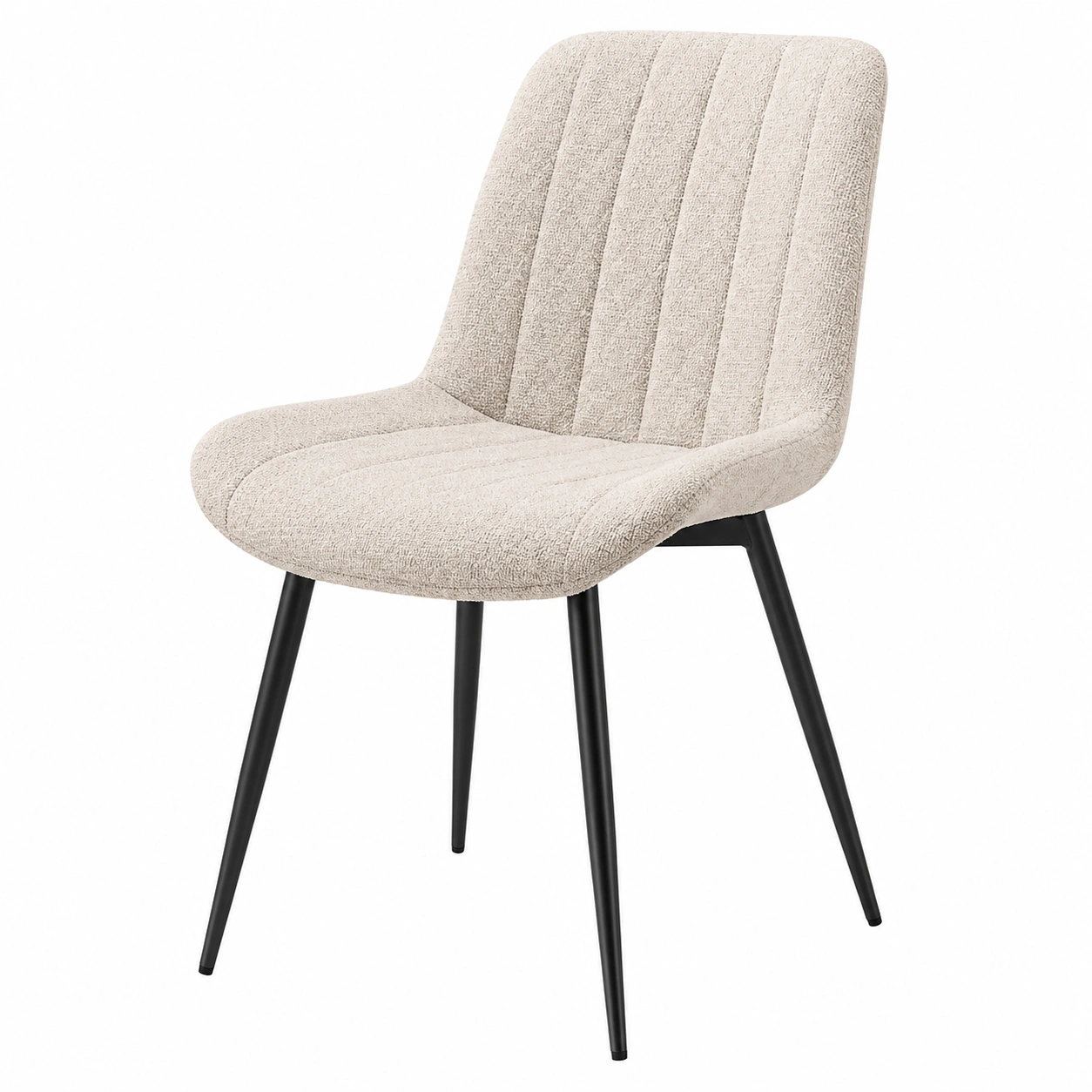 Polsterstuhl mit strukturierter Oberfl?che und Metallbeinen Beige-orderrenoza 