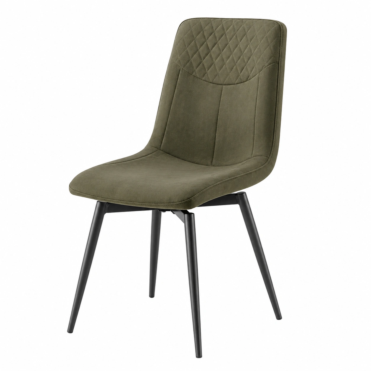 Moderner Polsterstuhl in Olivgruen mit Steppdesign und Metallbeinen-orderrenoza 