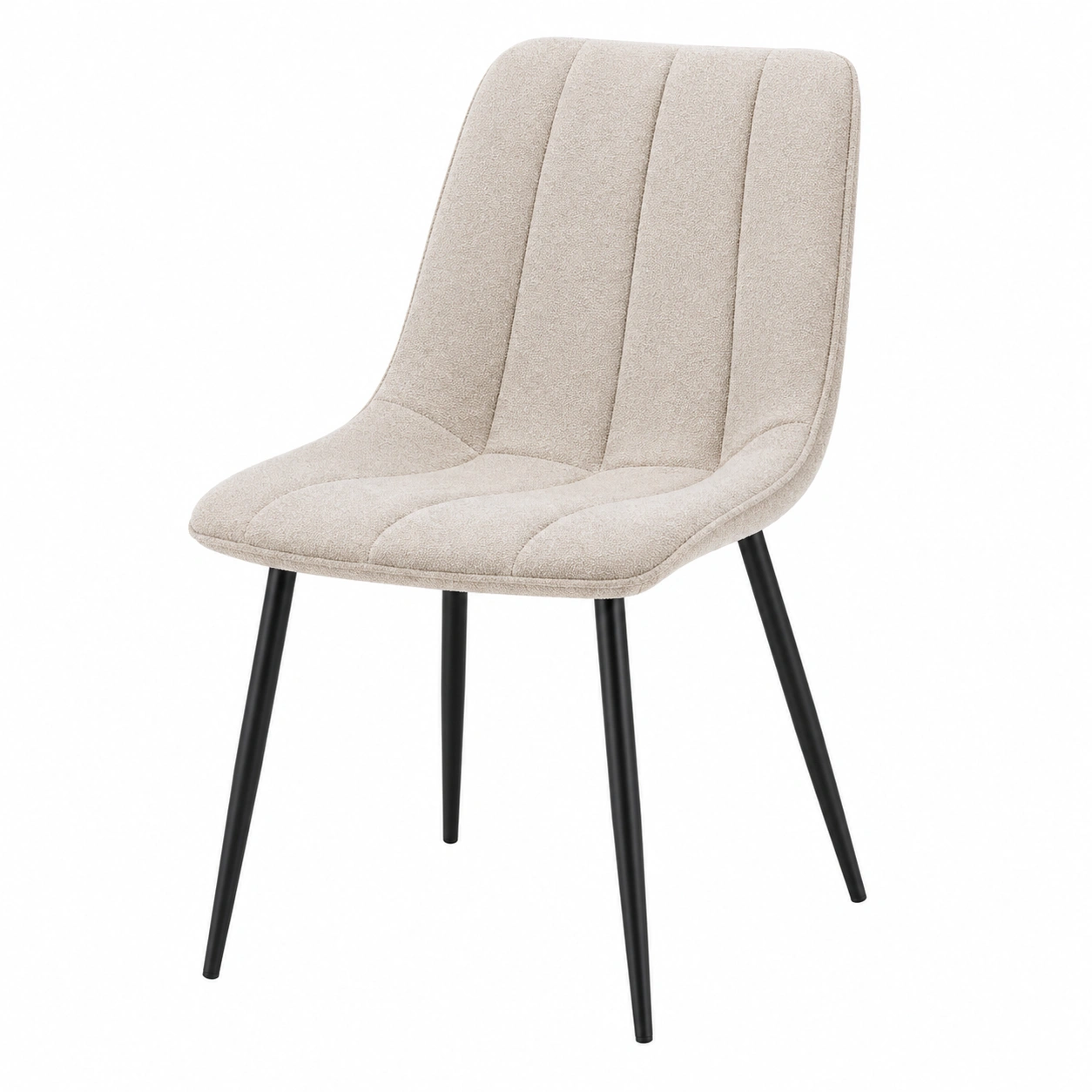 Moderner Polsterstuhl mit gesteppter Sitzflaeche und ergonomischer Rueckenlehne in Hellbeige, Esszimmerstuhl mit Metallbeinen im minimalistischen Design-orderrenoza 