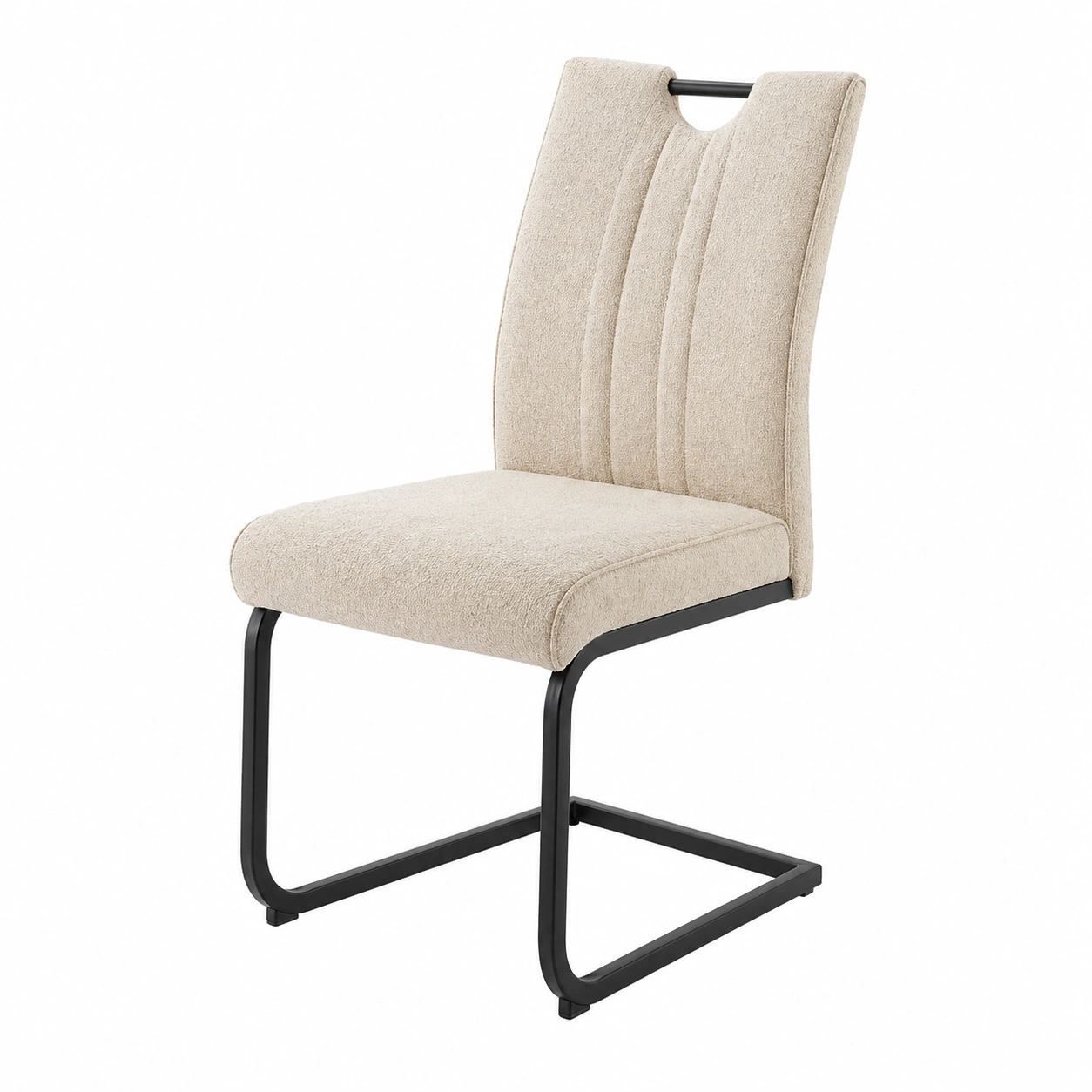 Schwingstuhl gepolstert Stoff Beige ergonomisch Freischwinger ca. 50 x 62 x 97 cm-orderrenoza 