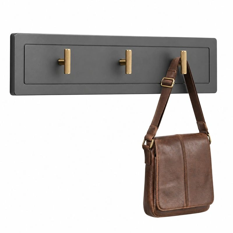 Modernes Wandpaneel mit 3 Haken Hochglanz Weißs 90 cm Garderobenleiste Minimalistisches Design-orderrenoza 
