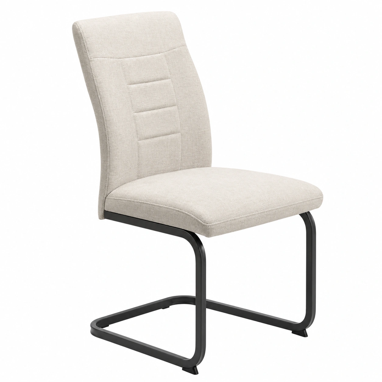 Moderner Schwingstuhl mit hoher Rueckenlehne, Freischwinger Esszimmerstuhl mit Stoffbezug und Metallgestell Schwarz-orderrenoza 