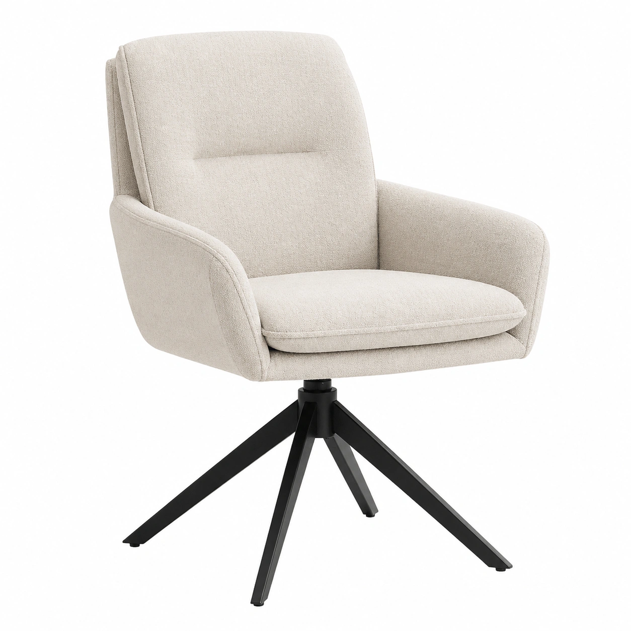 Moderner Polster Drehstuhl mit Armlehnen Boucle Stoff Creme Metallgestell Esszimmerstuhl Skandinavisches Design-cartpavo