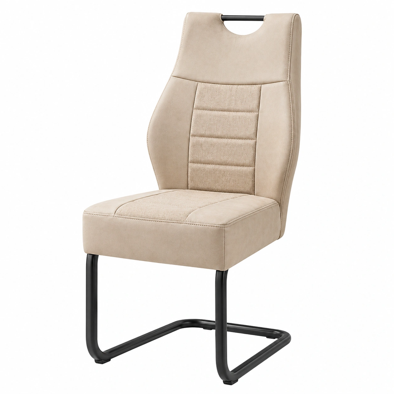 Moderner Schwingstuhl Beige mit gepolsterter Sitzflaeche ergonomisch B/H/T ca 45x100x64 cm-cartpavo