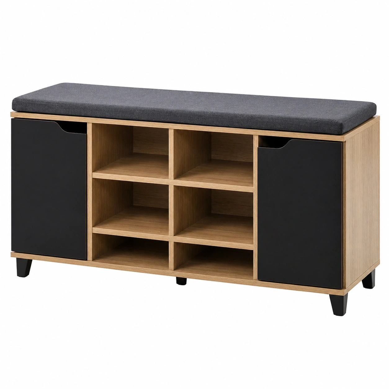 Moderner Schuhschrank mit Sitzpolster und offenen Faechern 103 cm-cartpavo