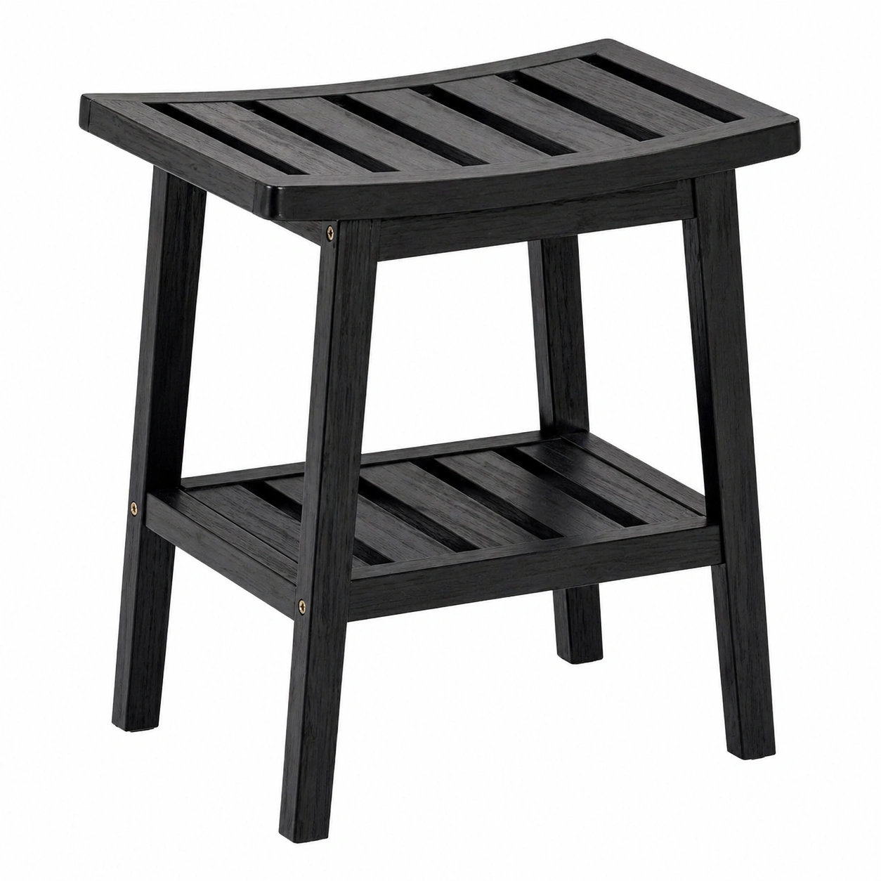 Moderner Bambus Hocker mit Ablagefach und Lamellenstruktur – Schwarz-cartpavo