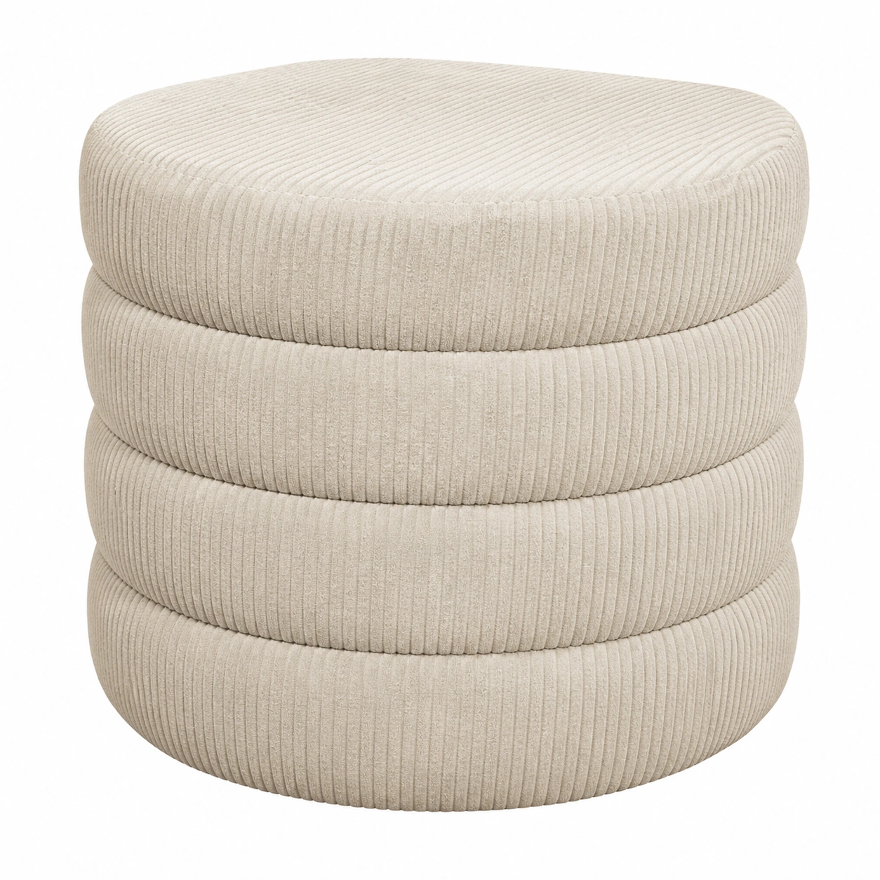 Hocker Beige Cord Rund Modern Polsterhocker B/H/T ca. 45x42x45 cm-cartpavo