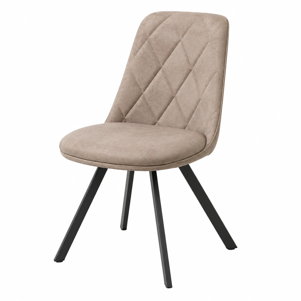 Moderner Polsterstuhl mit Rautensteppung und Metallbeinen Beige-cartpavo