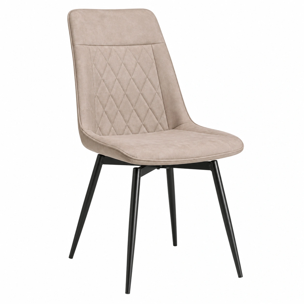 Polsterstuhl mit Samtbezug gepolstert Rueckenlehne Steppung Beige Schwarz Metallbeine B/T/H ca. 57x57x85 cm-cartpavo
