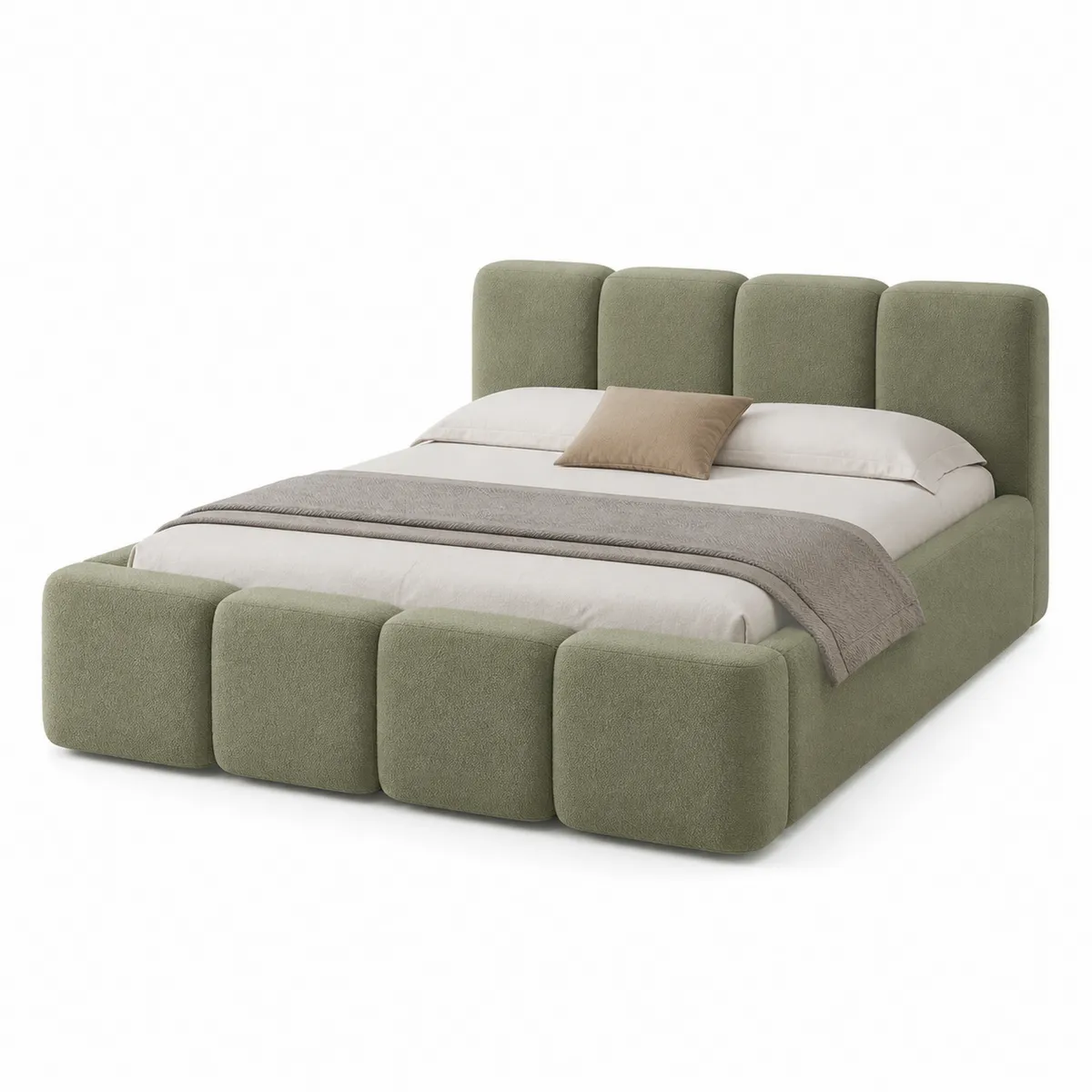 Doppelbett Polsterbett 200x180 cm Grün Textil