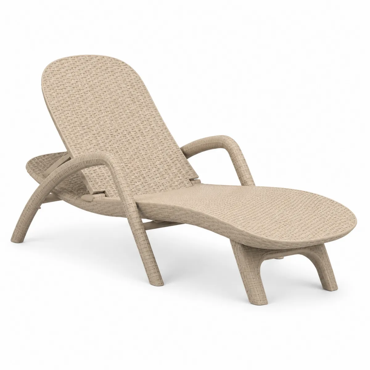 Gartenliege Rattan-Optik Beige Kunststoff 195cm
