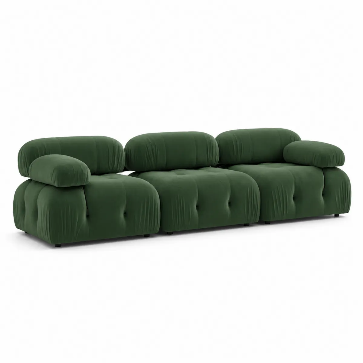 Modulares 3-Sitzer-Sofa aus Baumwollsamt Grün
