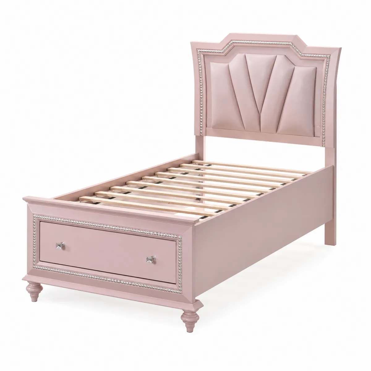 Einzelbett Rosa MDF mit Schublade 200x90cm