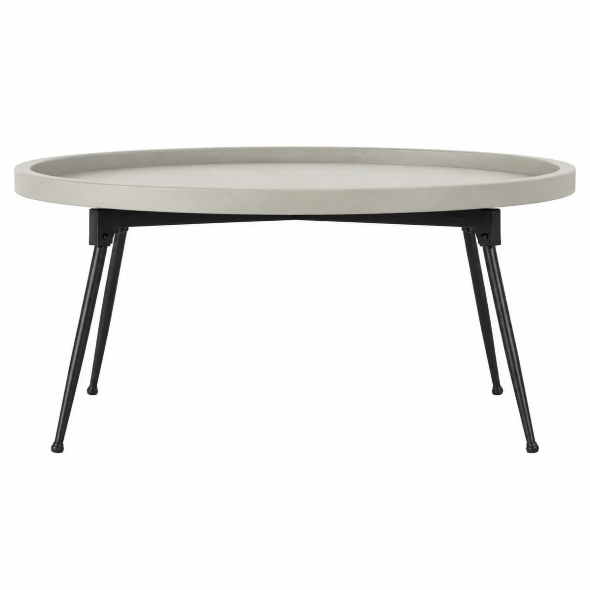 Runder Couchtisch Glasfaserbeton Stahlbeine Grau/Schwarz