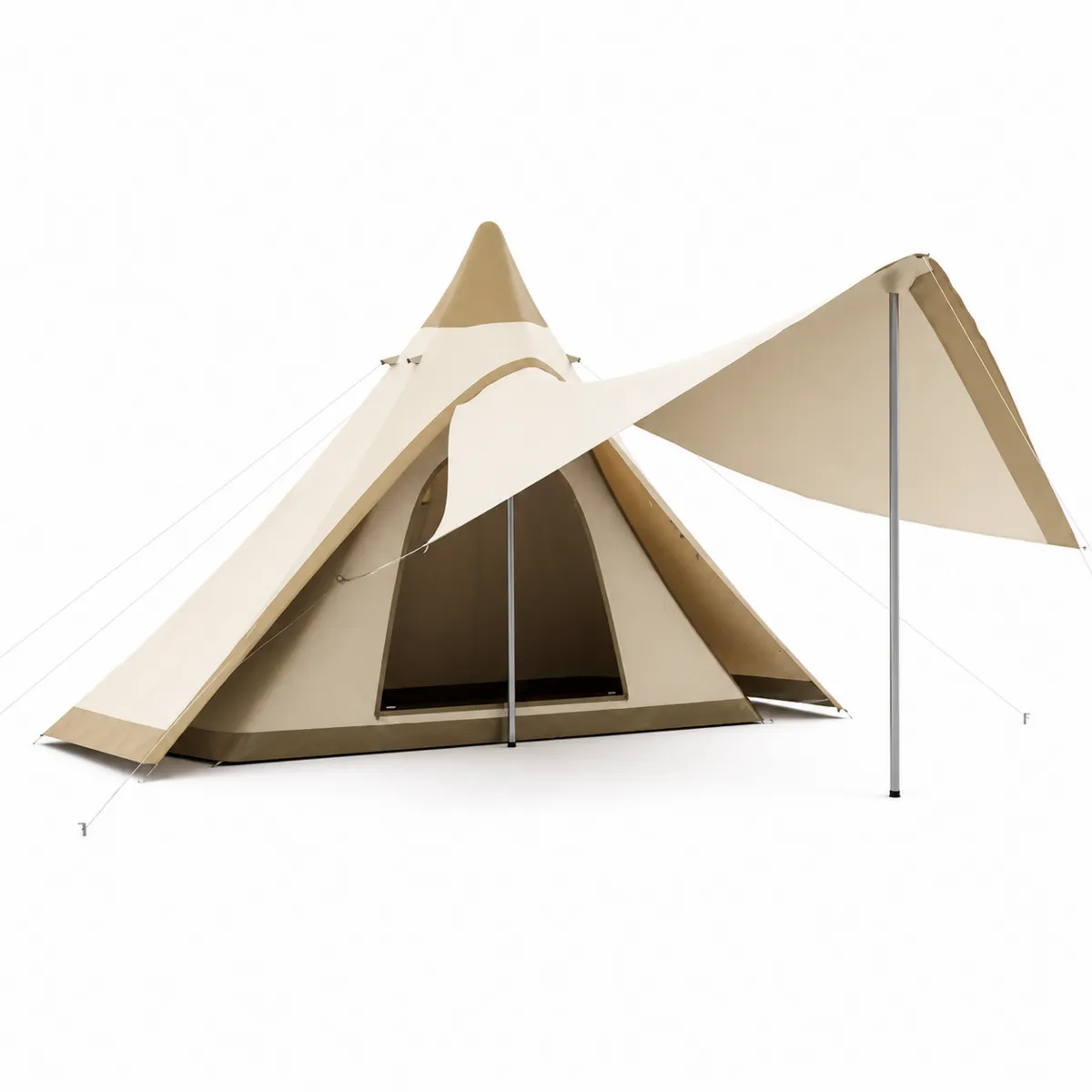 Großes Tipi Zelt Beige Baumwollmischgewebe 500x500x300 cm