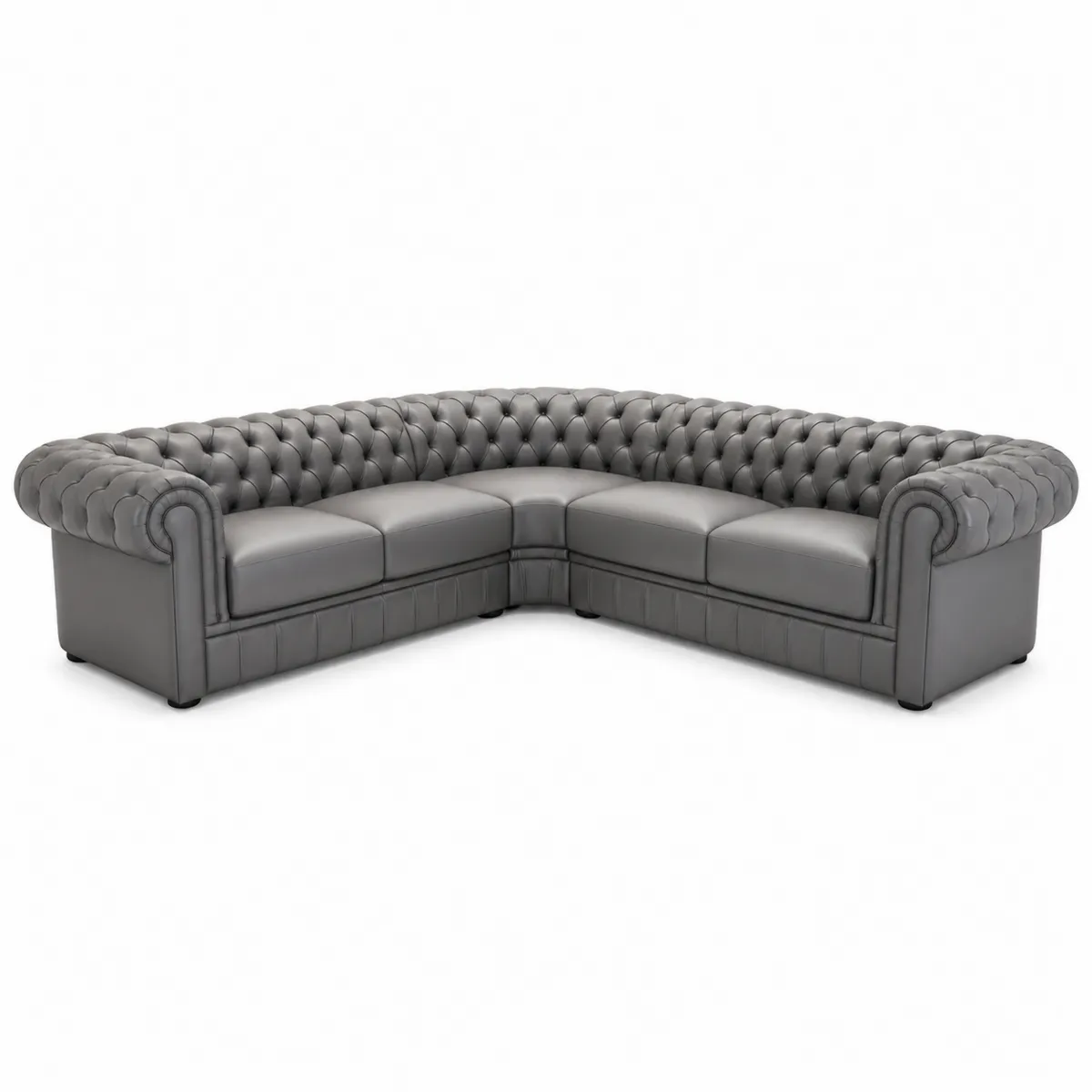 Chesterfield Ecksofa Kunstleder L-Form Grau