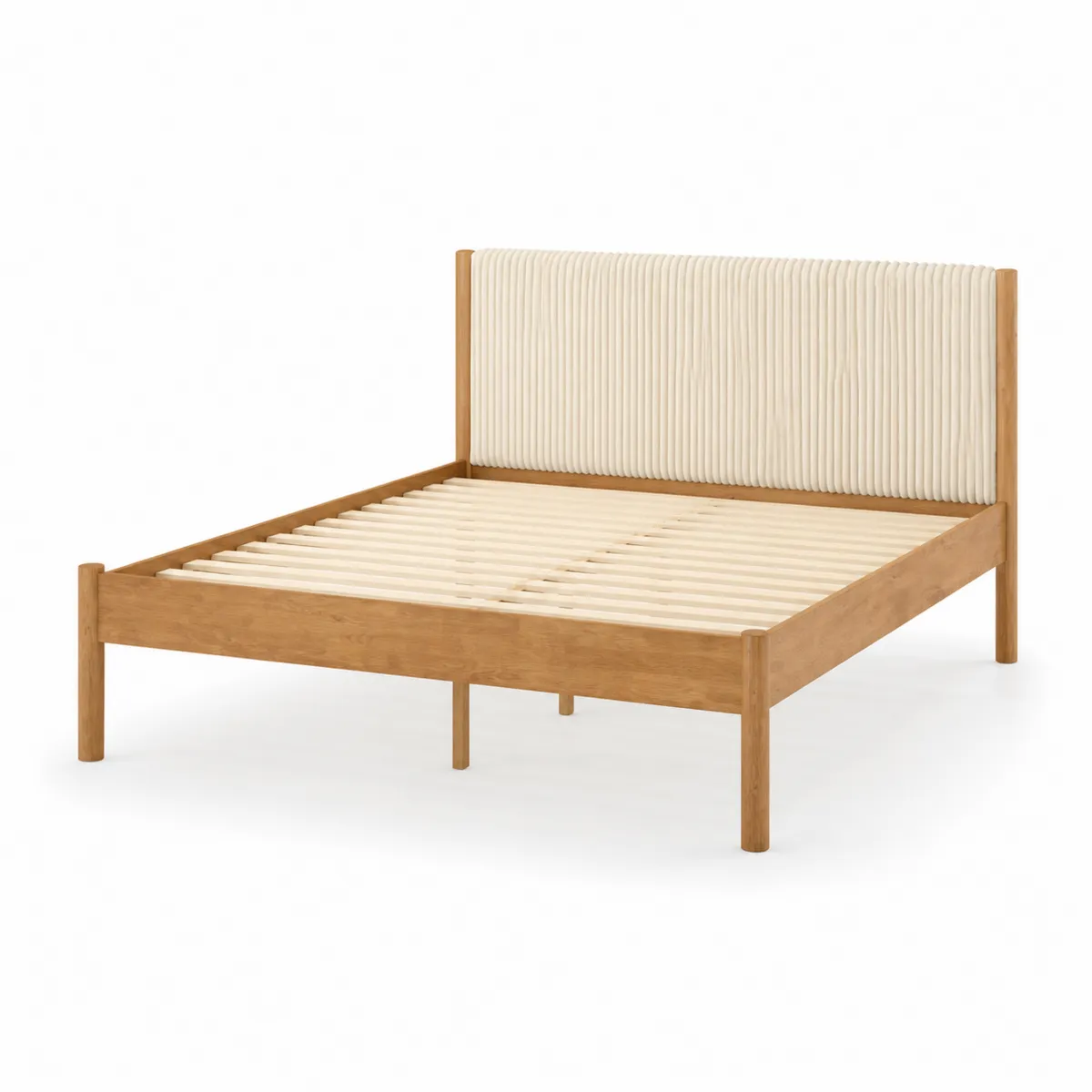Bett aus Eichenholz mit gepolstertem Kopfteil 200x140 cm