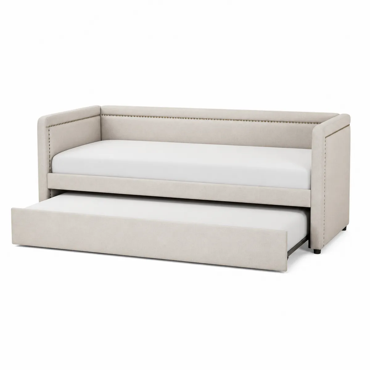 Kombiniertes Tagesbett mit Ausziehfunktion Stoff Beige