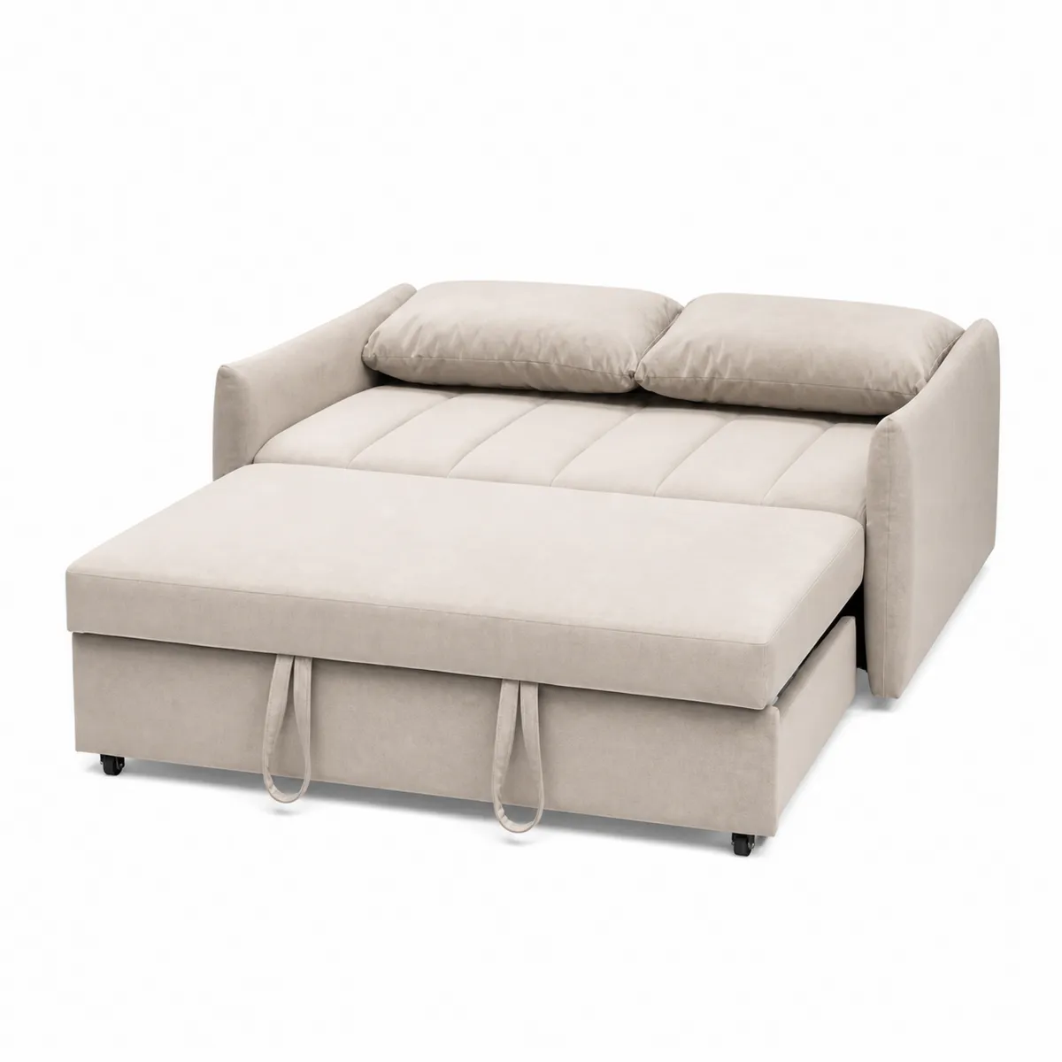 Schlafsofa aus Samtstoff und Schaumstoff in Beige