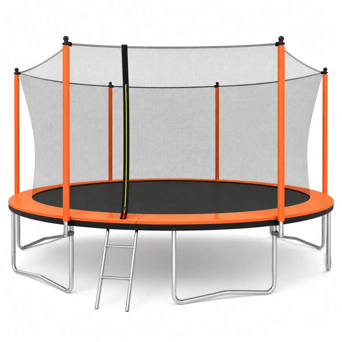 Rundes Trampolin 366 cm mit Sicherheitsnetz und Leiter Orange Stahl