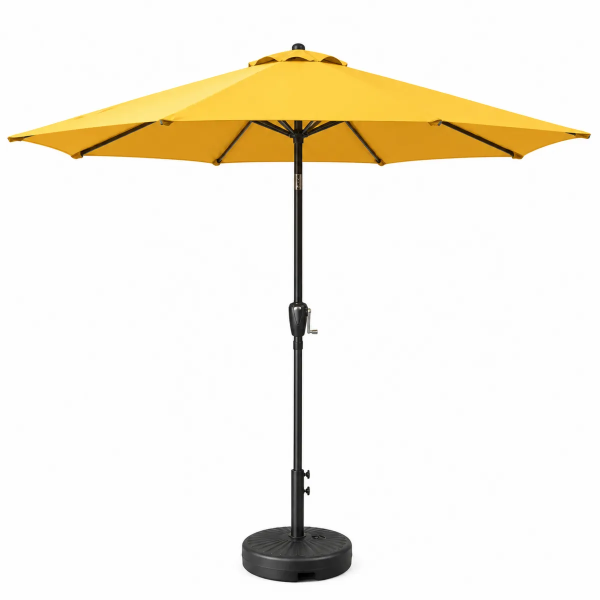 Gartenschirm Rund Ø300cm Gelb Polyester mit Kurbel