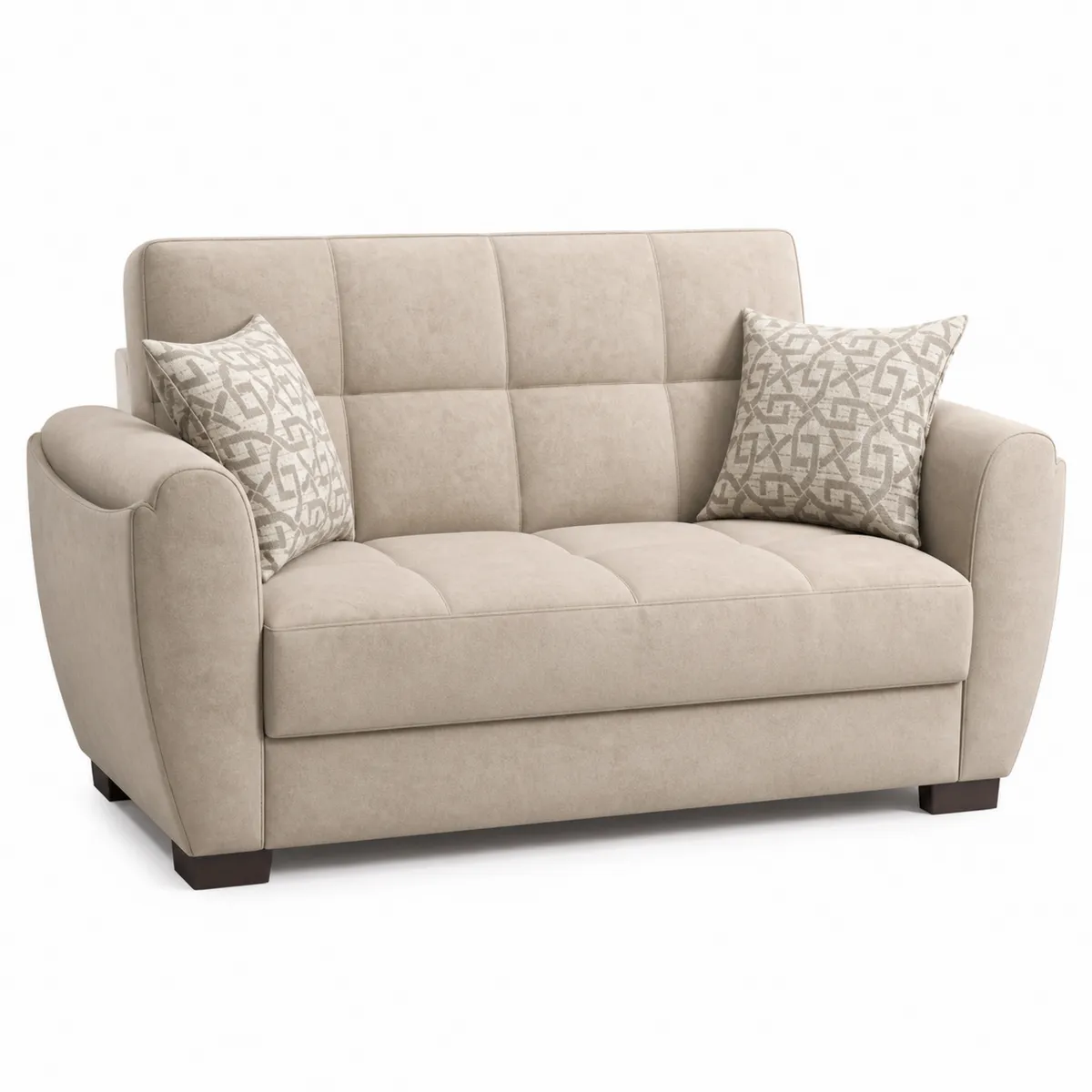 2-Sitzer Sofa Mikrofaser Beige mit Kissen