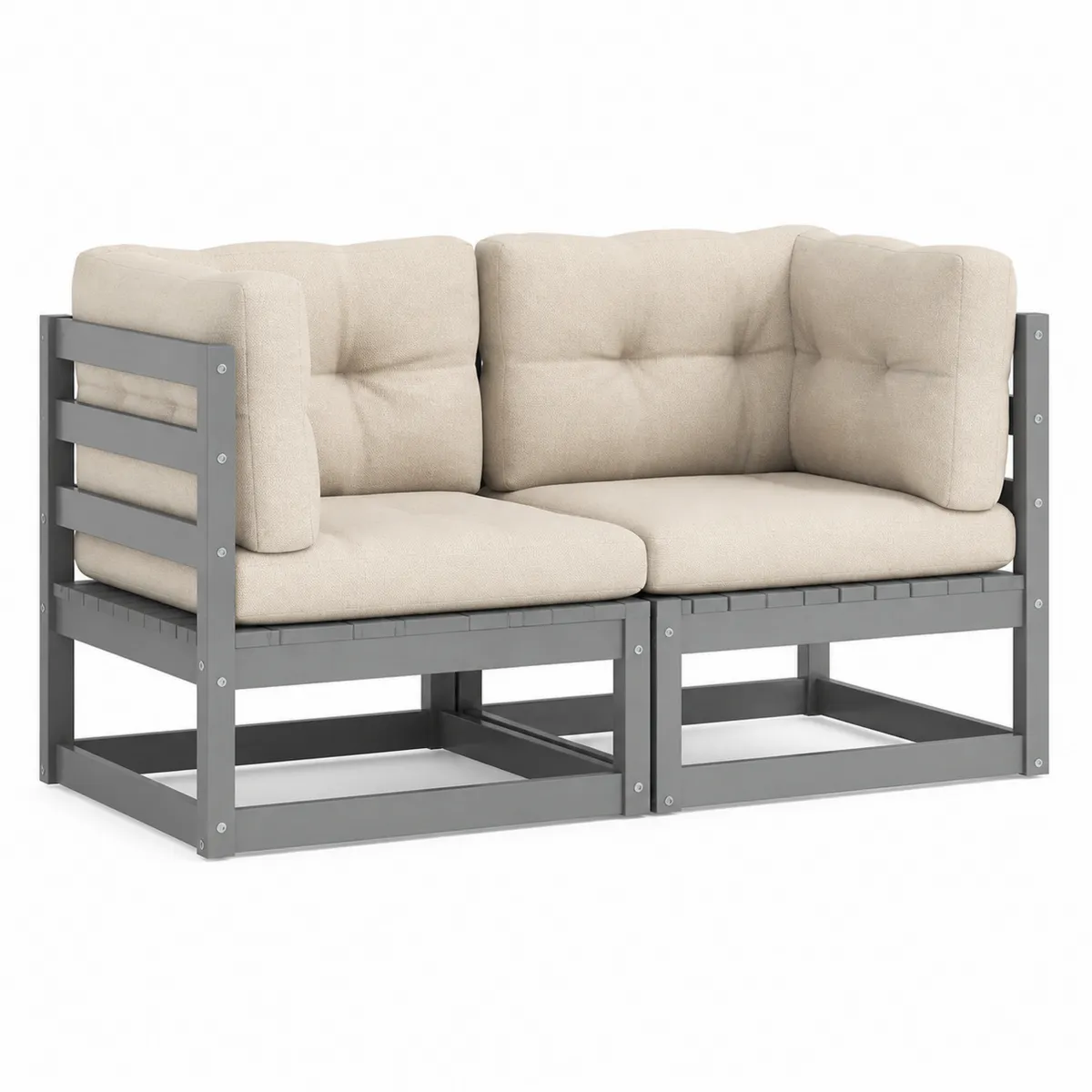 Metall Ecksofa mit Polyesterpolster Grau/Beige