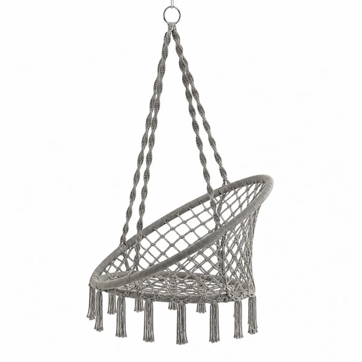 Hängesessel Makramee Baumwolle Grau 80cm
