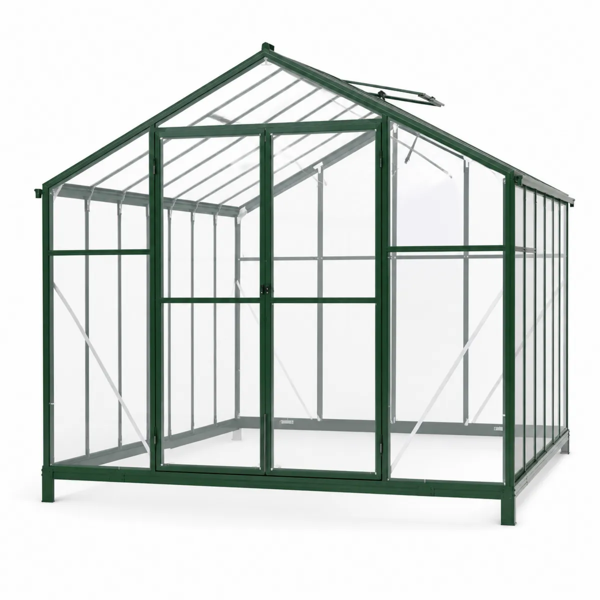 Aluminium Gewächshaus mit Polycarbonat Grün 300x250 cm