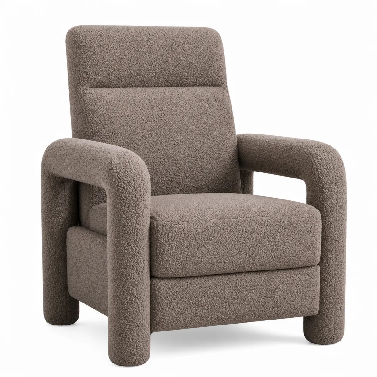 Sessel mit hoher Rückenlehne aus Polyester-Bouclé Braun 80x90x100cm