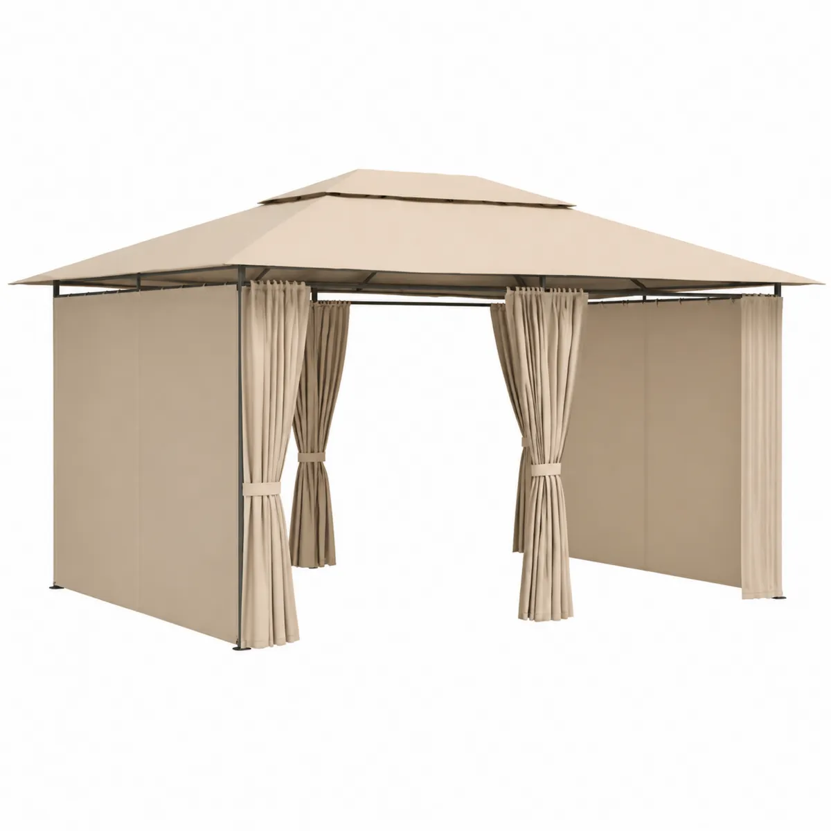 Metallpavillon mit Polyesterdach Beige 3x3 m