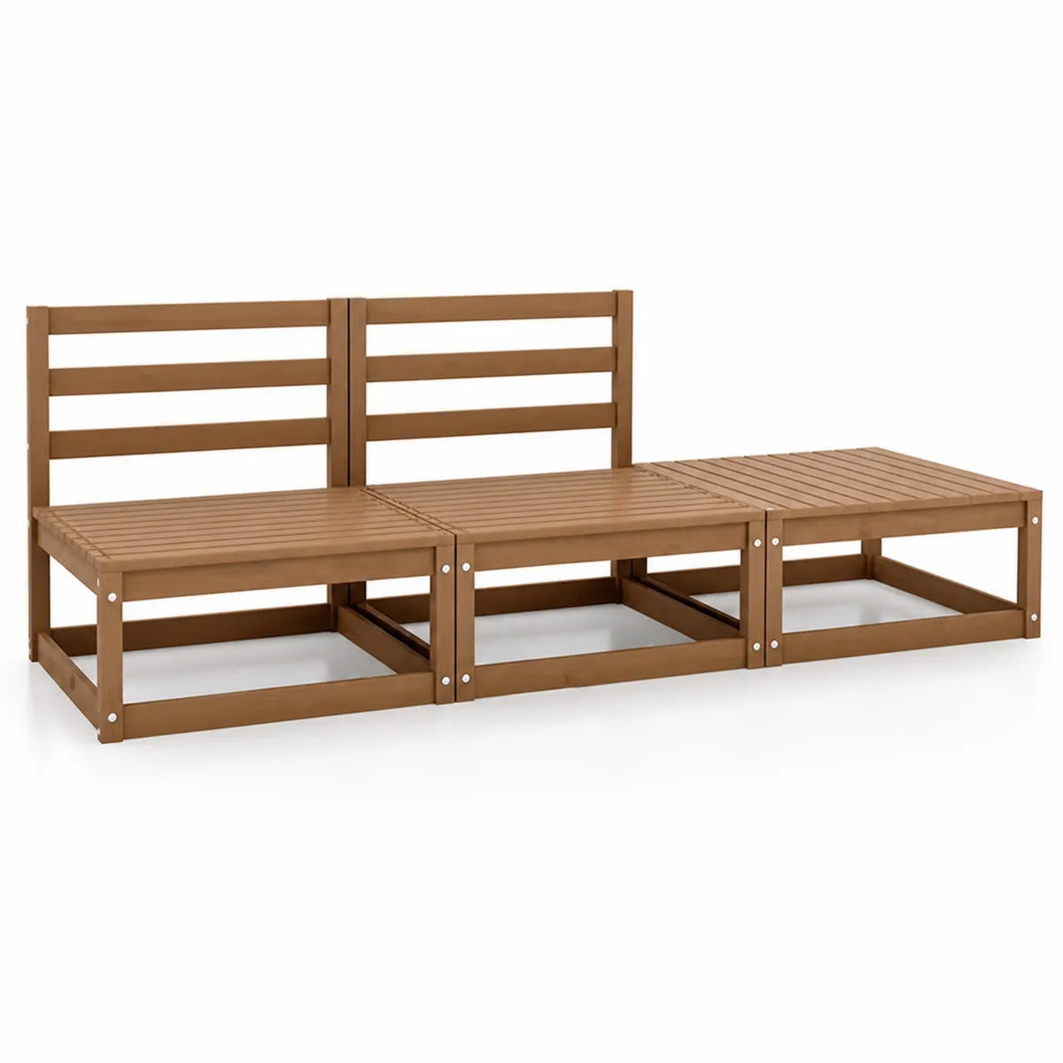 Holz Garten-Sitzgruppe 3-teilig Braun