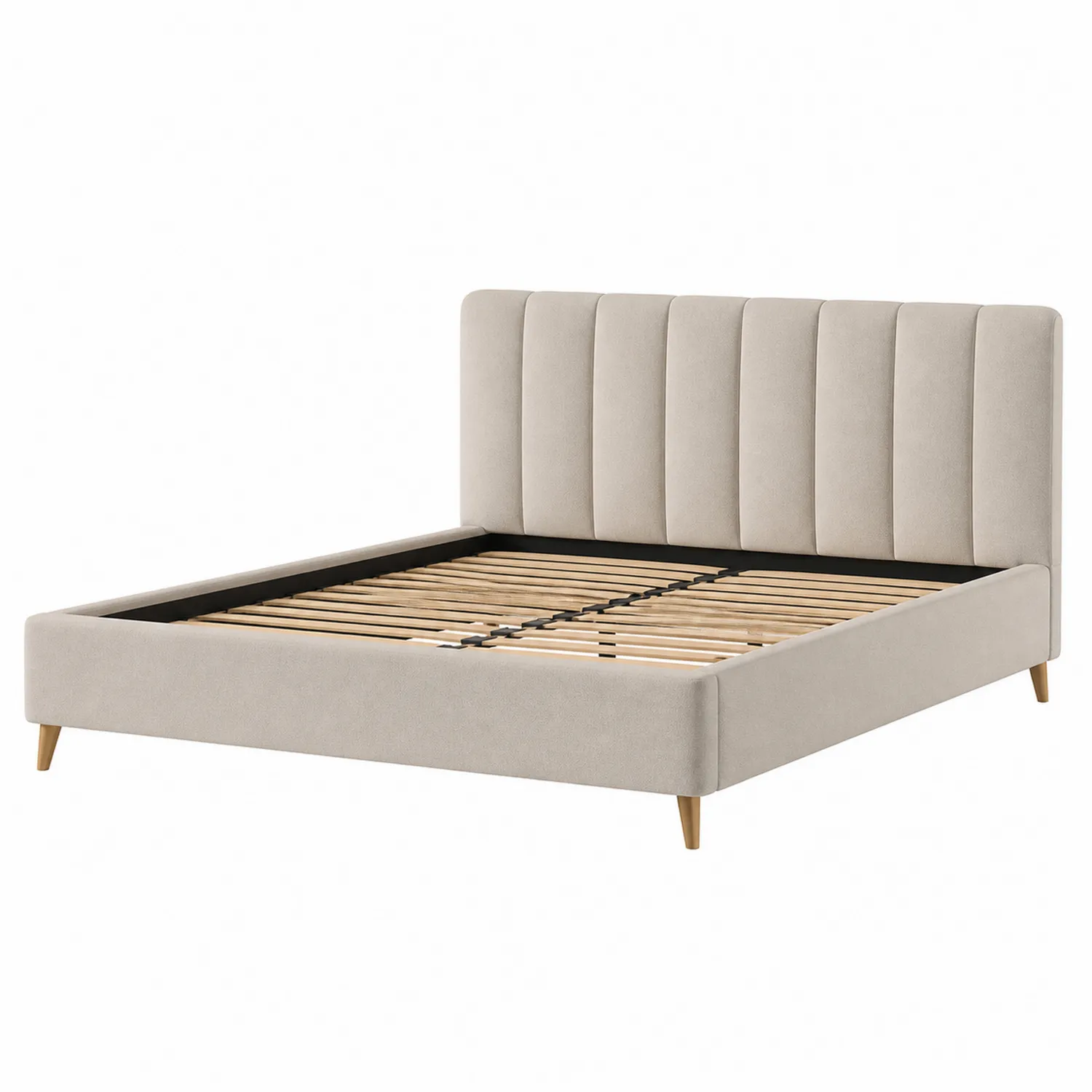 Doppelbett 160x200 cm Beige Samt Holz