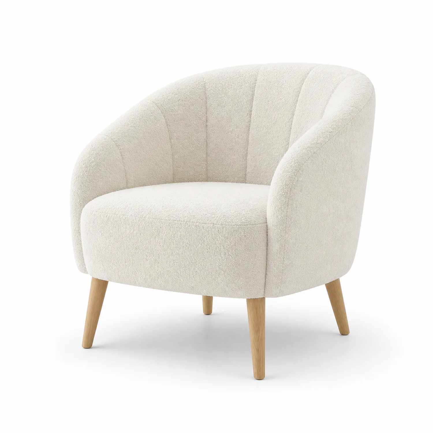 Sessel Bouclé Creme Holzbeine