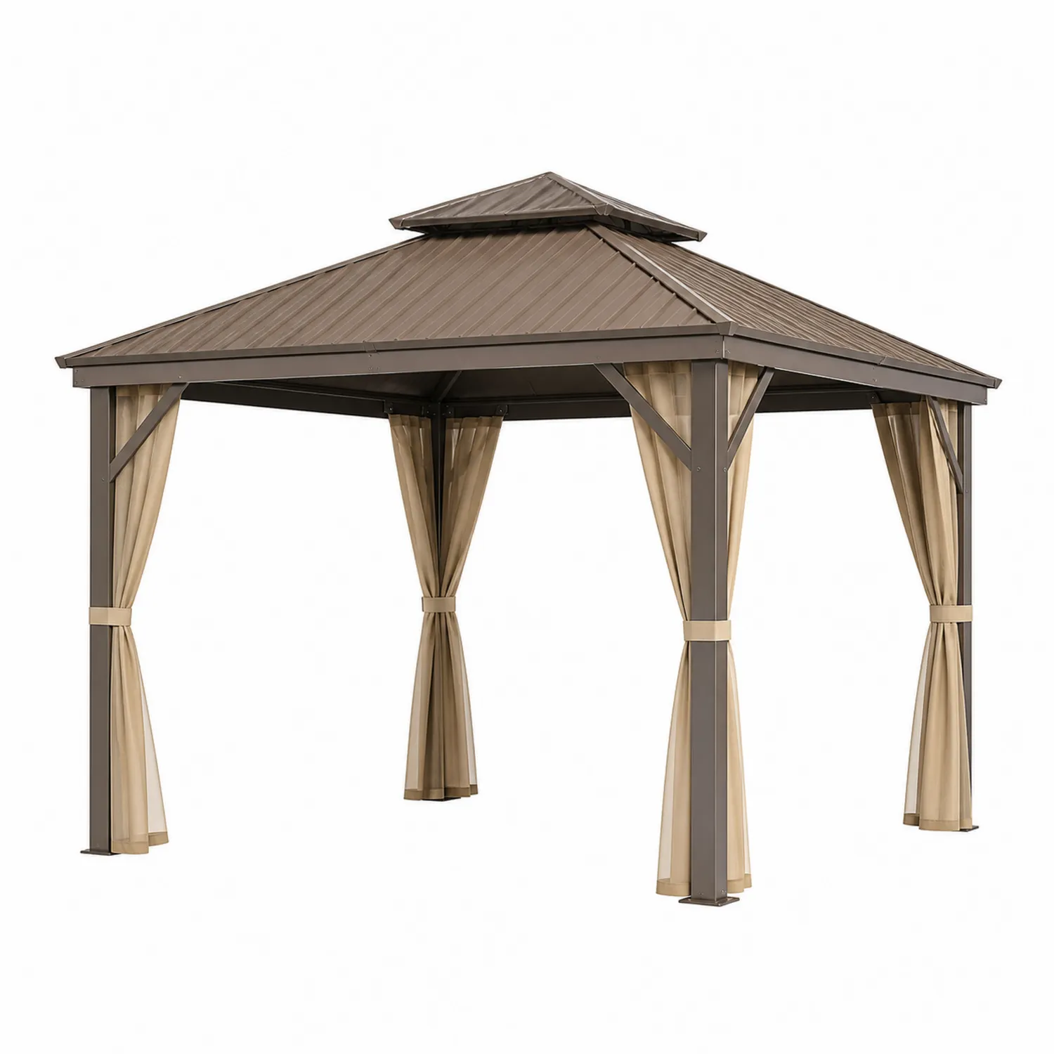 Gartenpavillon Aluminium 360cm x 300cm Braun Beige
