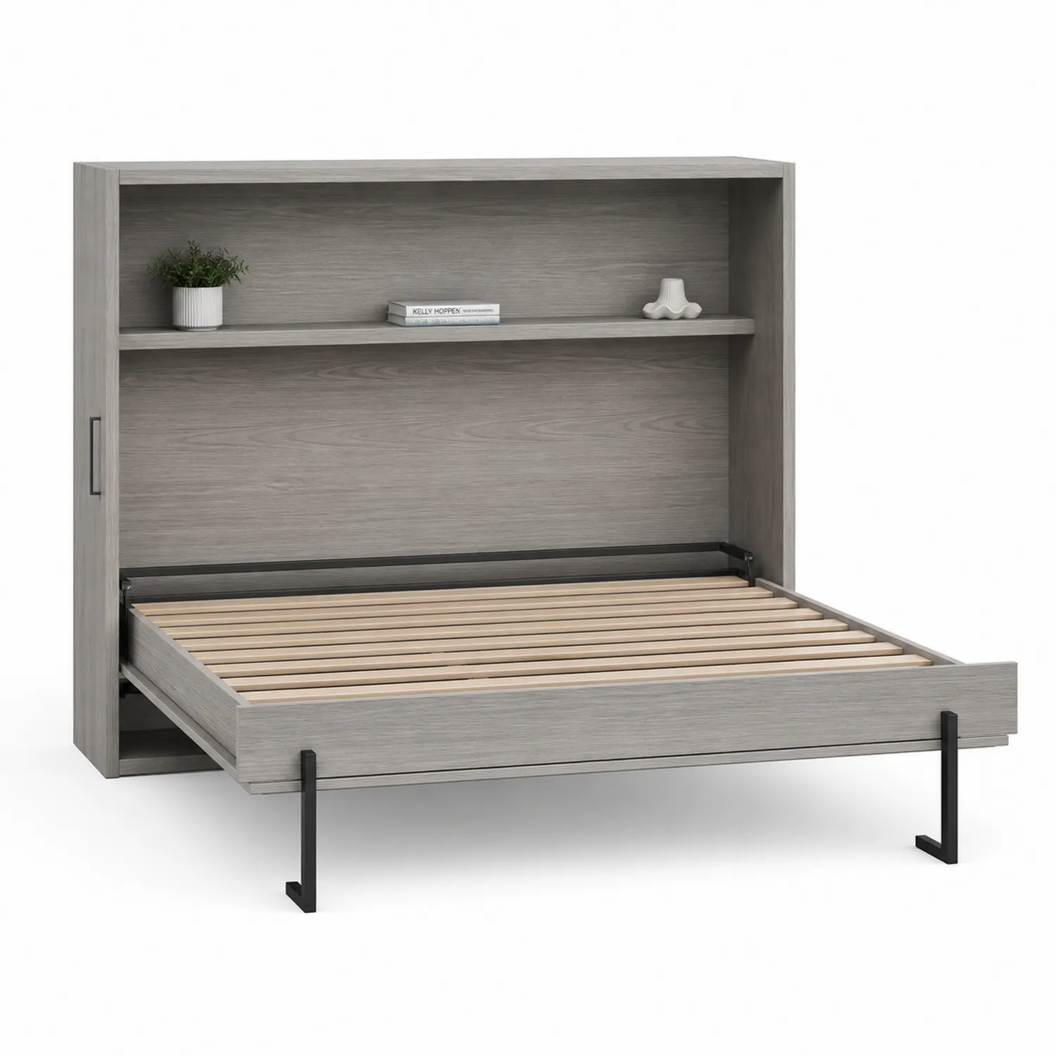 Klappbett mit Regal MDF Holz Grau