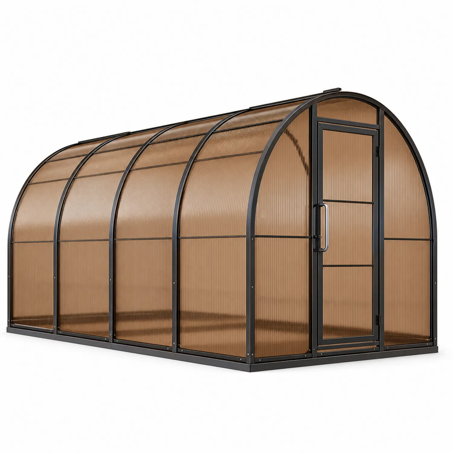 Aluminium und Polycarbonat Tunnel-Gewächshaus 4x2x2m Braun