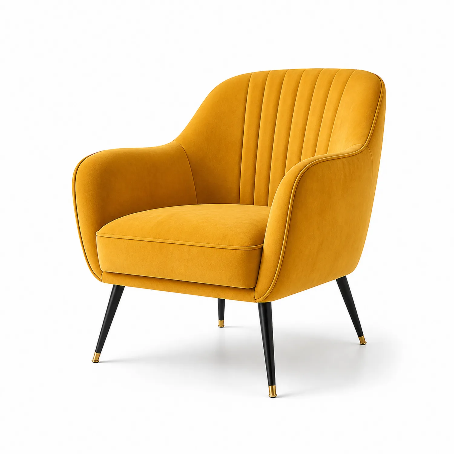 Sessel Samt Gelb mit Metallbeinen