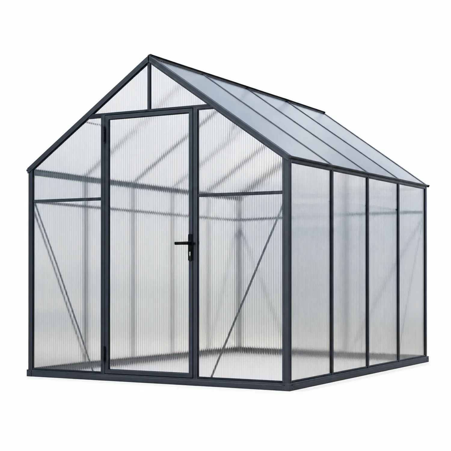 Gewächshaus Rechteckig 250x190x195 cm Anthrazit Aluminium Polycarbonat