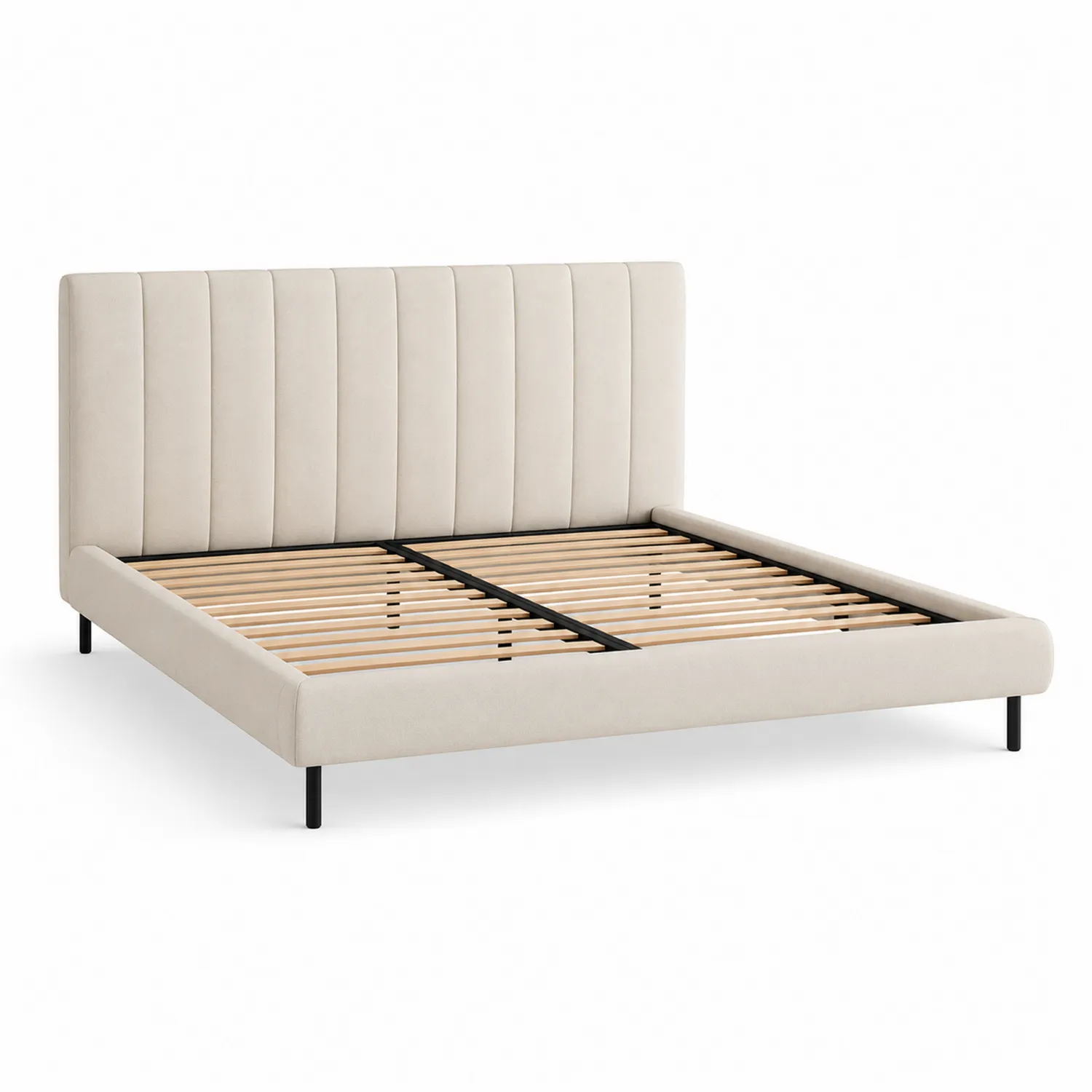 Polsterbett aus Mikrofaser mit Lattenrost 200x180 cm Beige